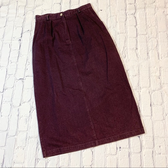 Vintage Dresses & Skirts - VIntage 80’s High Waisted Purple Pleated Midi M